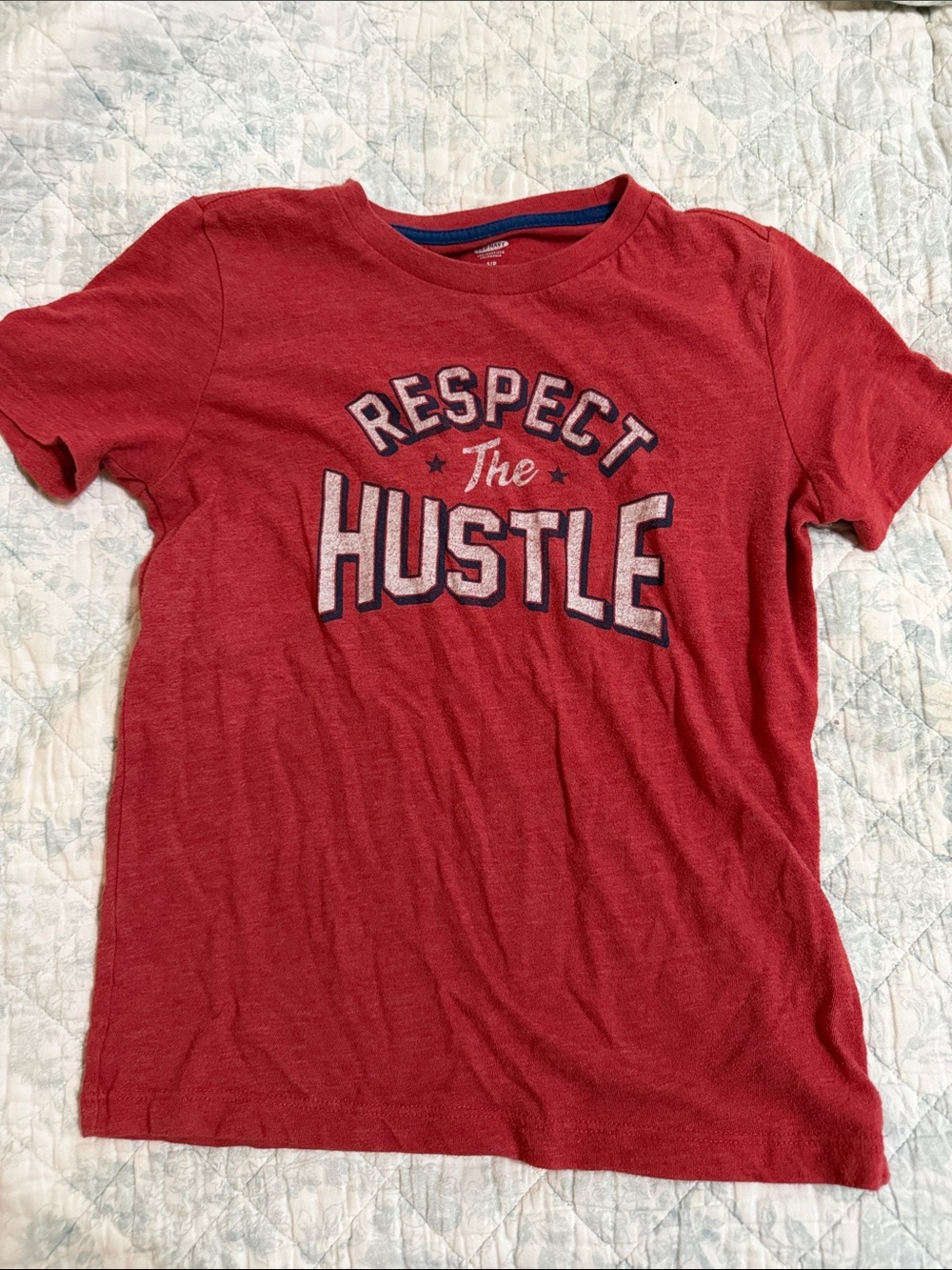 Old Navy Red 'Respect The Hustle' Short Sleeve Tee